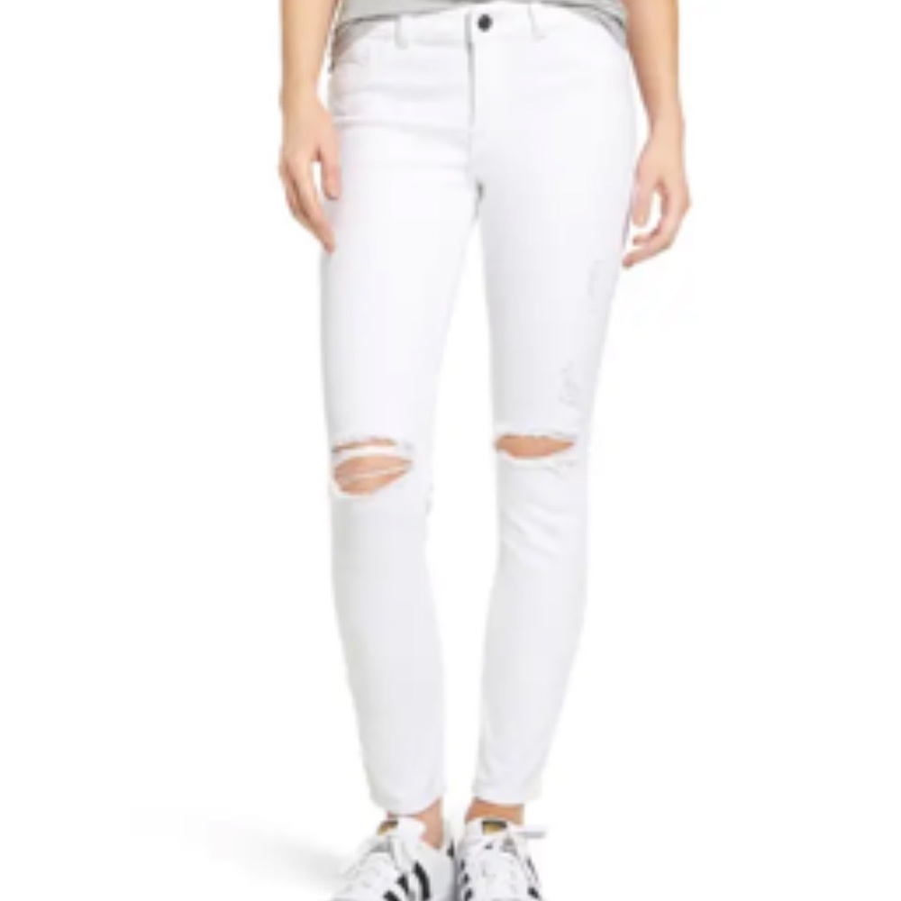 DL1961 distressed white jeans